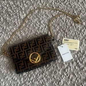 Fendi leather wallet on chain